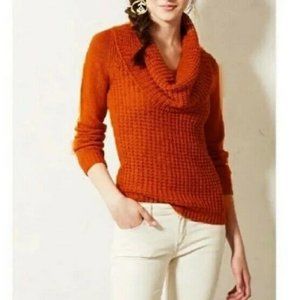 Anthropologie Angel of the North burnt orange knit sweater wool mohair M